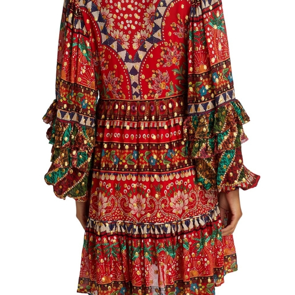 NWT Farm Rio Tropical Shine Dress In Red - Picture 14 of 16